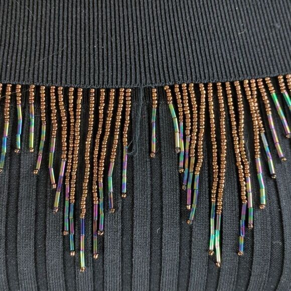 Vintage Bead Fringed Off Shoulder Sweater, SO BEAUTIFUL! - Picture 4 of 11